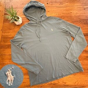 Polo Ralph Lauren Men’s Blue Hoodie Size Medium White Polo Logo Embroidered